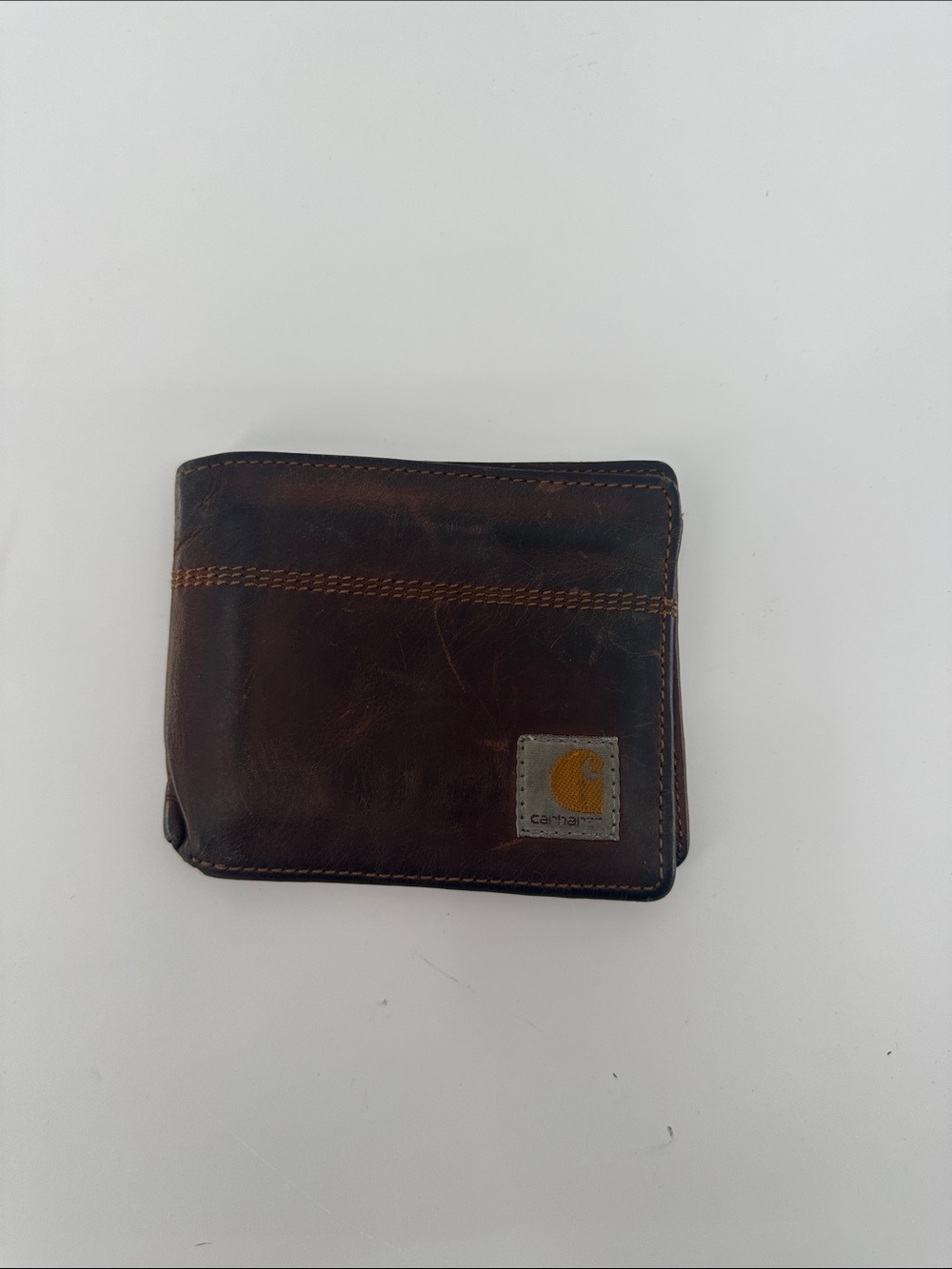 Carhartt Brown Leather Bi-Fold Wallet with Logo Patch